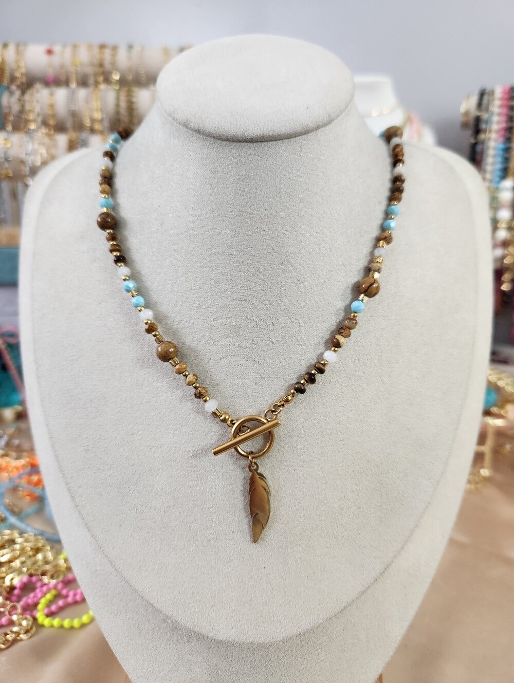 Multi Gemstone Beaded Toggle Necklace